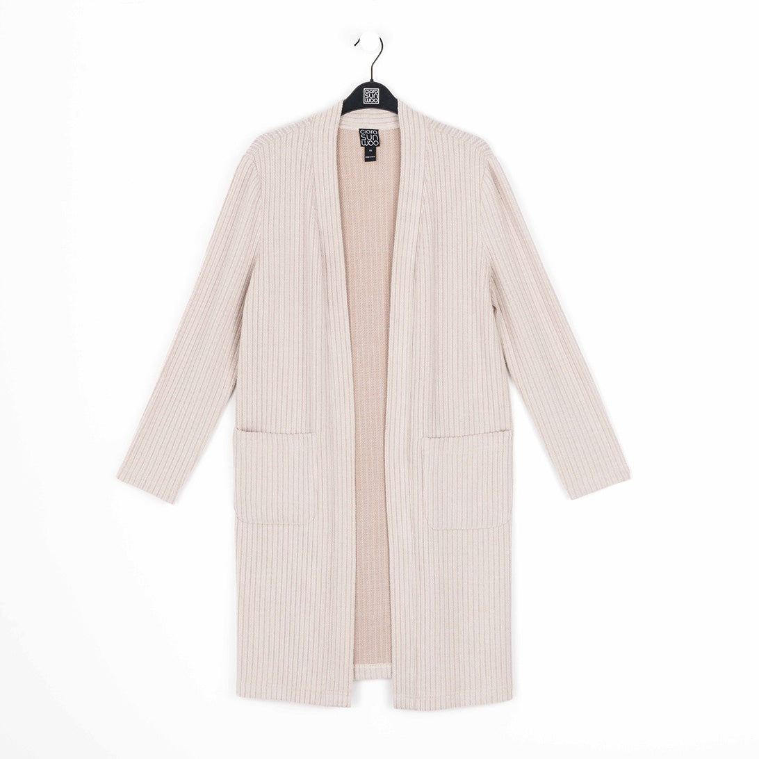 Chunky Ribbed - Modern Pocket Sweater Cardigan - Sand - Final Sale! | Clara Sunwoo Everyday