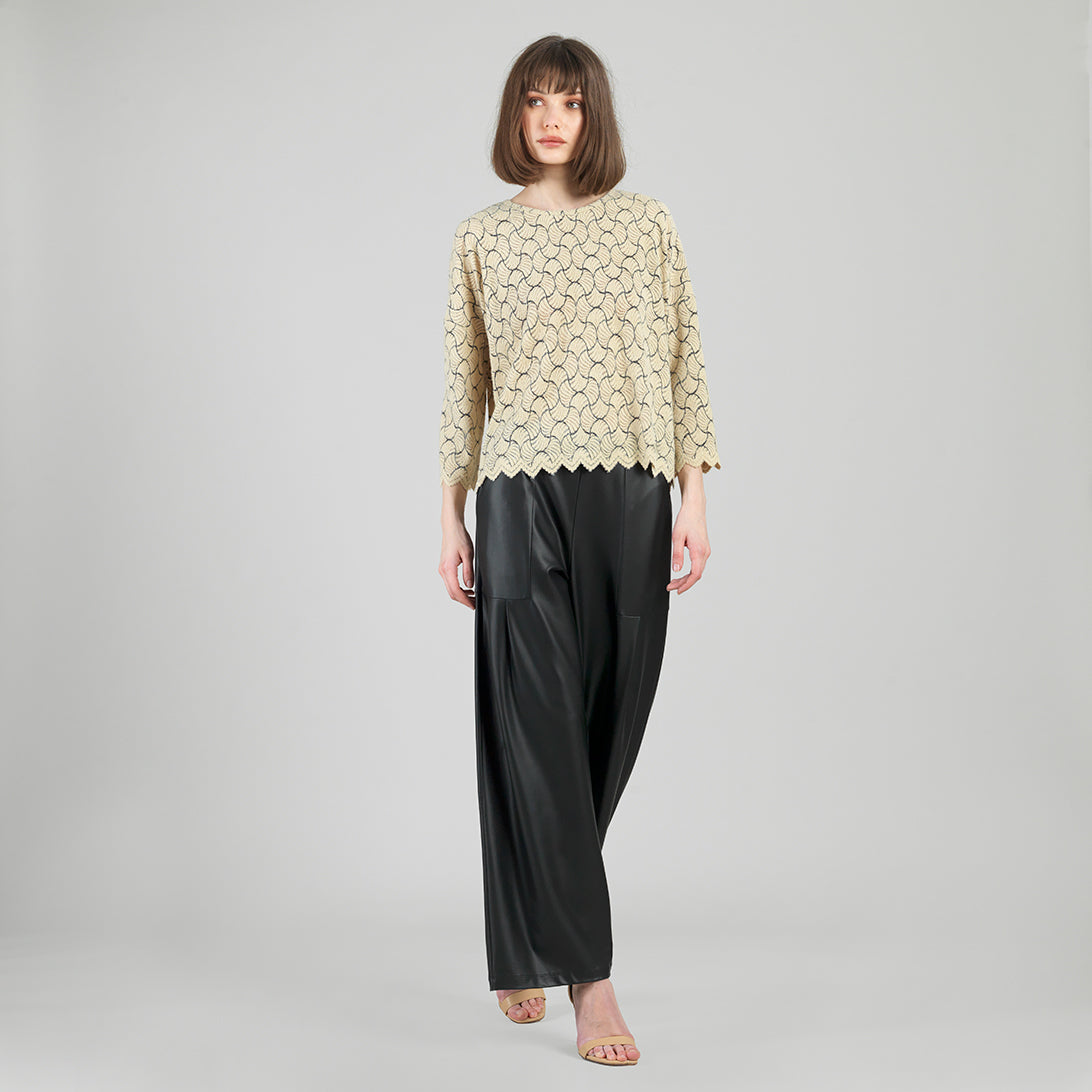 Crochet Knit - Scallop Hem Box Sweater Top - Fan Shell - Final Sale | Clara Sunwoo Exclusive