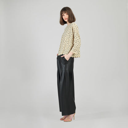Crochet Knit - Scallop Hem Box Sweater Top - Fan Shell - Final Sale | Clara Sunwoo Exclusive