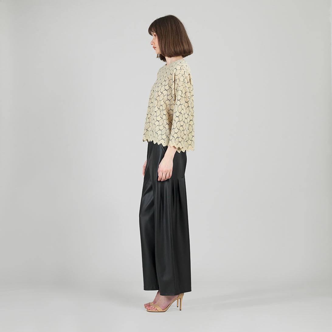 Crochet Knit - Scallop Hem Box Sweater Top - Fan Shell - Final Sale | Clara Sunwoo Exclusive