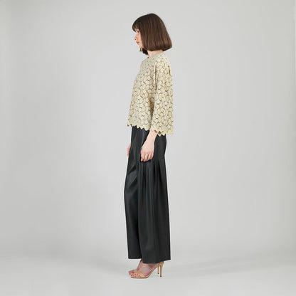 Crochet Knit - Scallop Hem Box Sweater Top - Fan Shell - Final Sale | Clara Sunwoo Exclusive