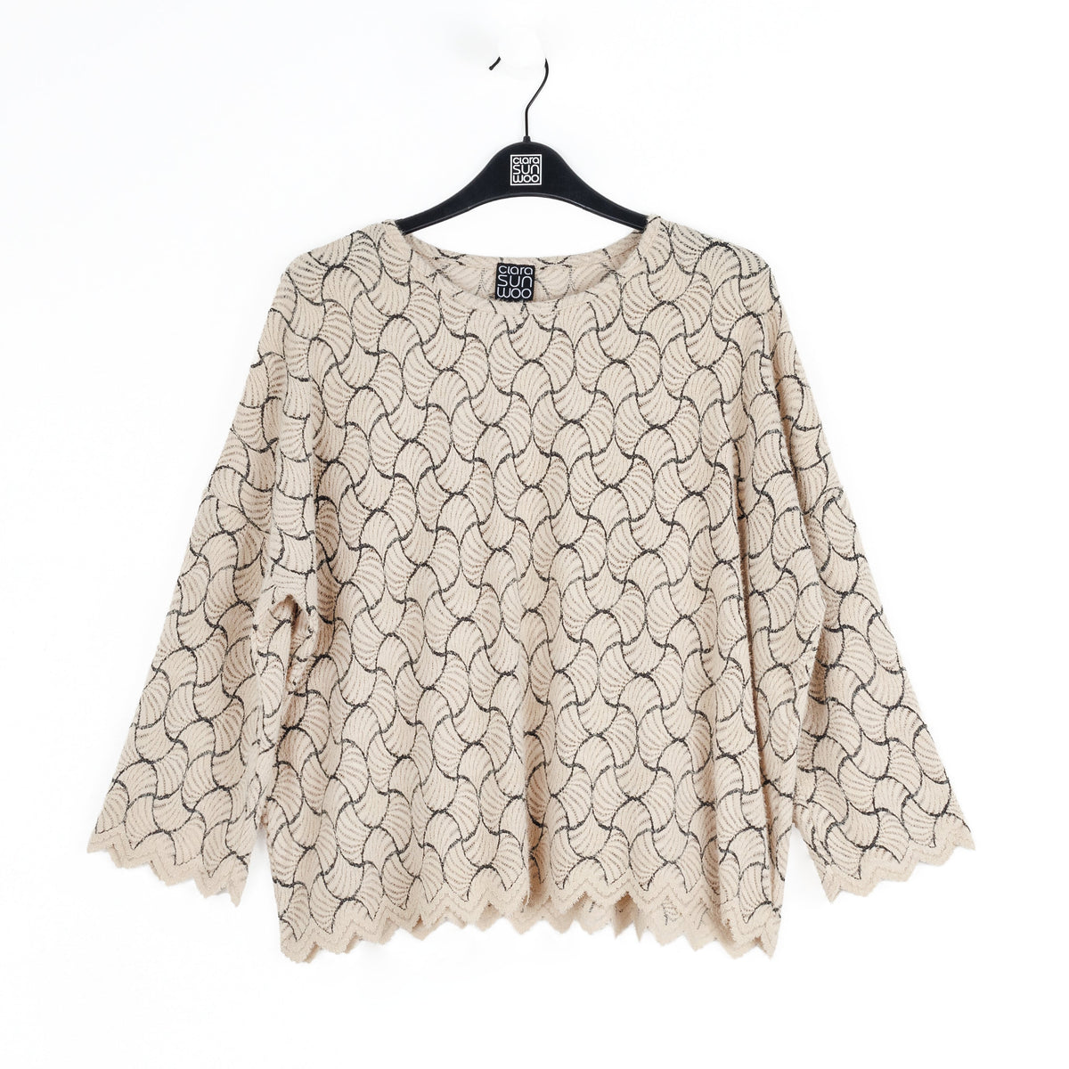 Crochet Knit - Scallop Hem Box Sweater Top - Fan Shell - Final Sale | Clara Sunwoo Exclusive