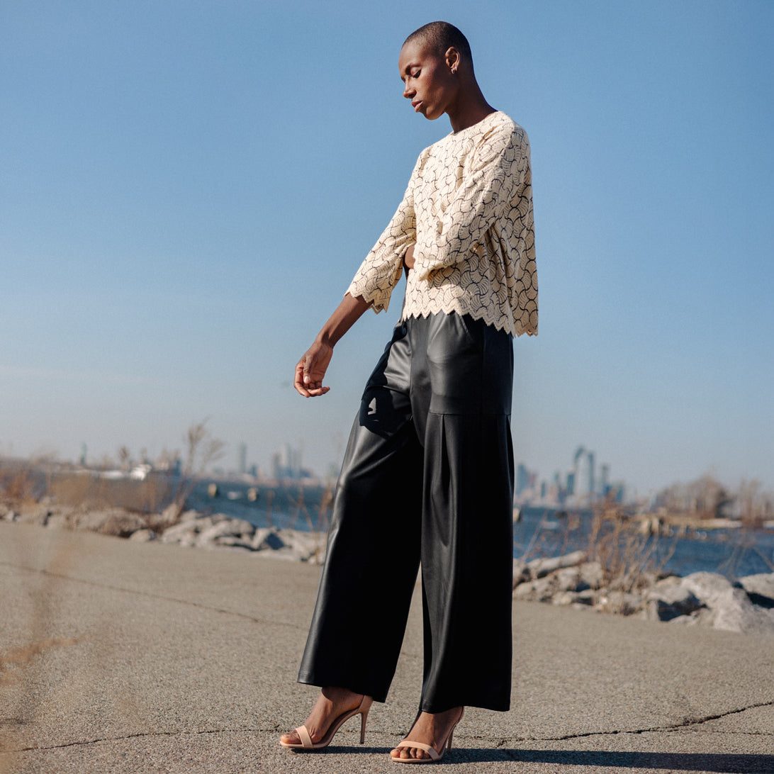 Crochet Knit - Scallop Hem Box Sweater Top - Fan Shell - Final Sale | Clara Sunwoo Exclusive