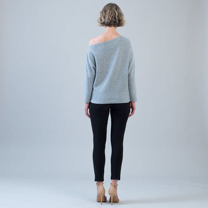Plush Shimmer - Angled Neck Sweater - Gray | Clara Sunwoo Premium