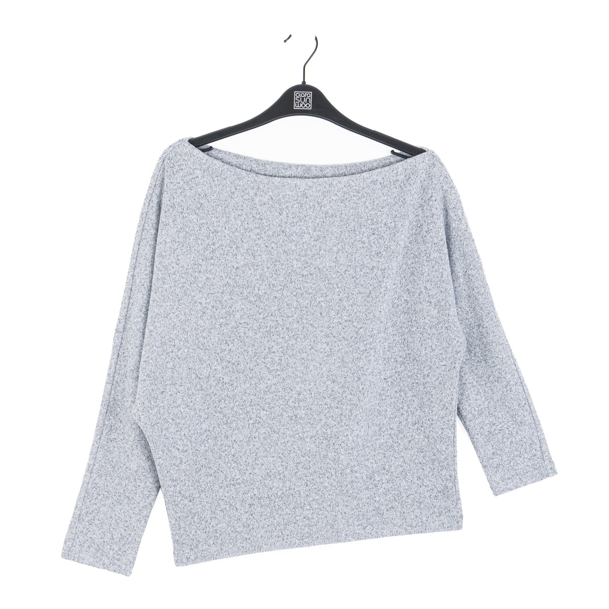 Plush Shimmer - Angled Neck Sweater - Gray | Clara Sunwoo Premium