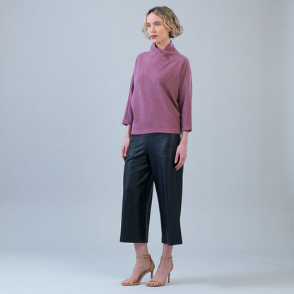 Plush Ribbed - Crossover Petal Neck Sweater - Mauve | Clara Sunwoo Value