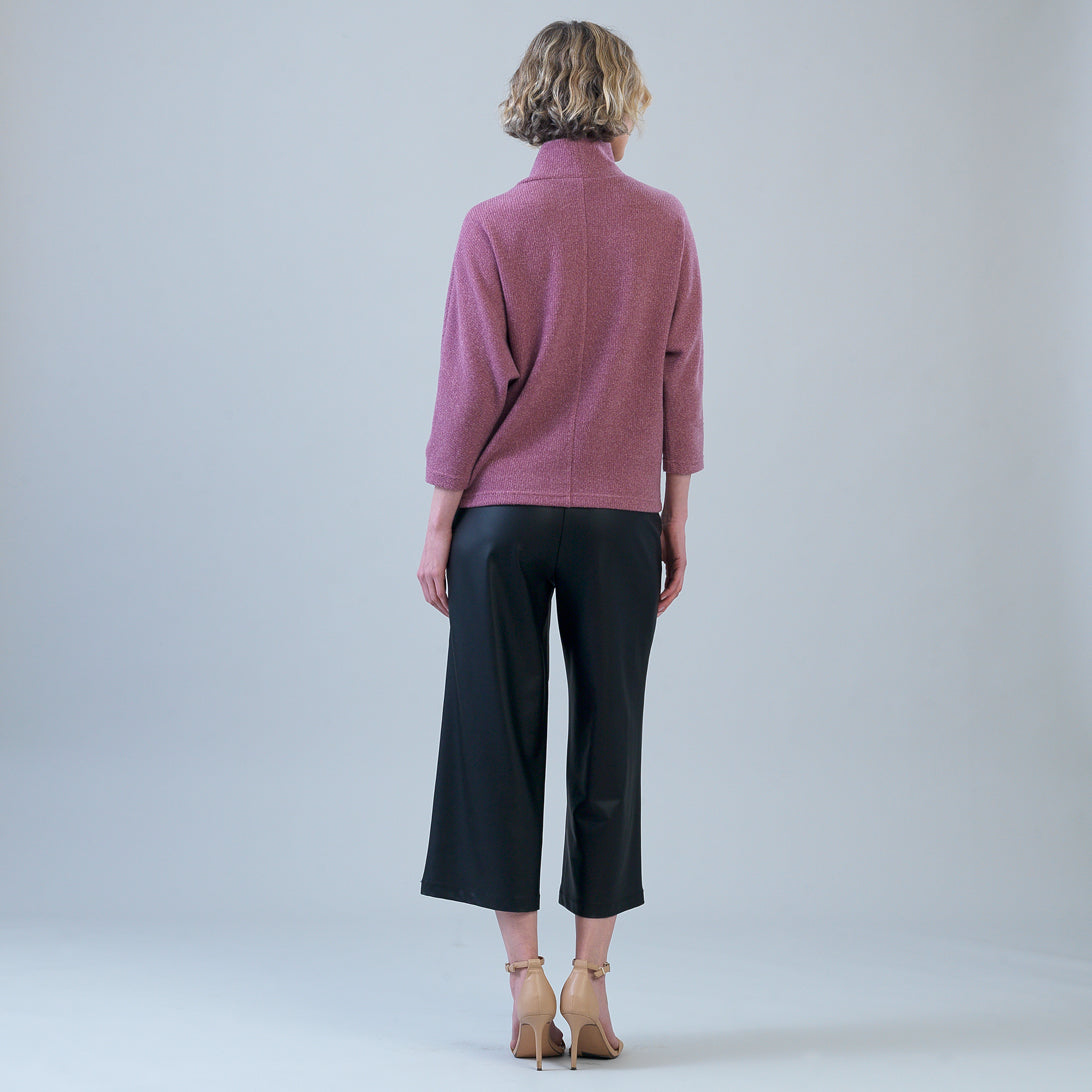 Plush Ribbed - Crossover Petal Neck Sweater - Mauve | Clara Sunwoo Value