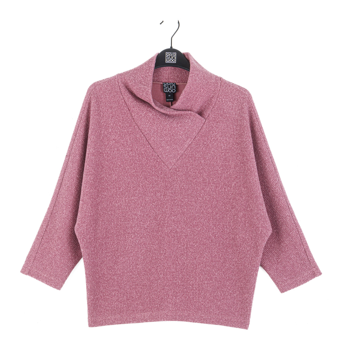 Plush Ribbed - Crossover Petal Neck Sweater - Mauve | Clara Sunwoo Value