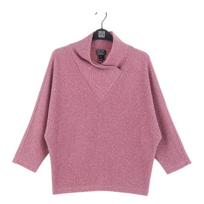 Plush Ribbed - Crossover Petal Neck Sweater - Mauve | Clara Sunwoo Value