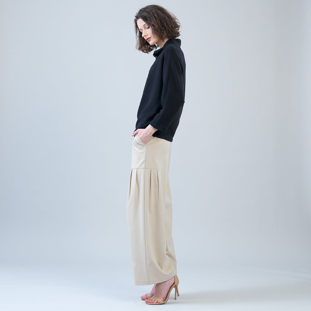 Plush Ribbed - Crossover Petal Neck Sweater - Black | Clara Sunwoo New