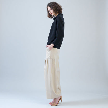 Plush Ribbed - Crossover Petal Neck Sweater - Black | Clara Sunwoo New
