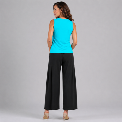 Sleeveless V-Neck Center Front Tie Top - Turquoise - Final Sale | Clara Sunwoo Best Price