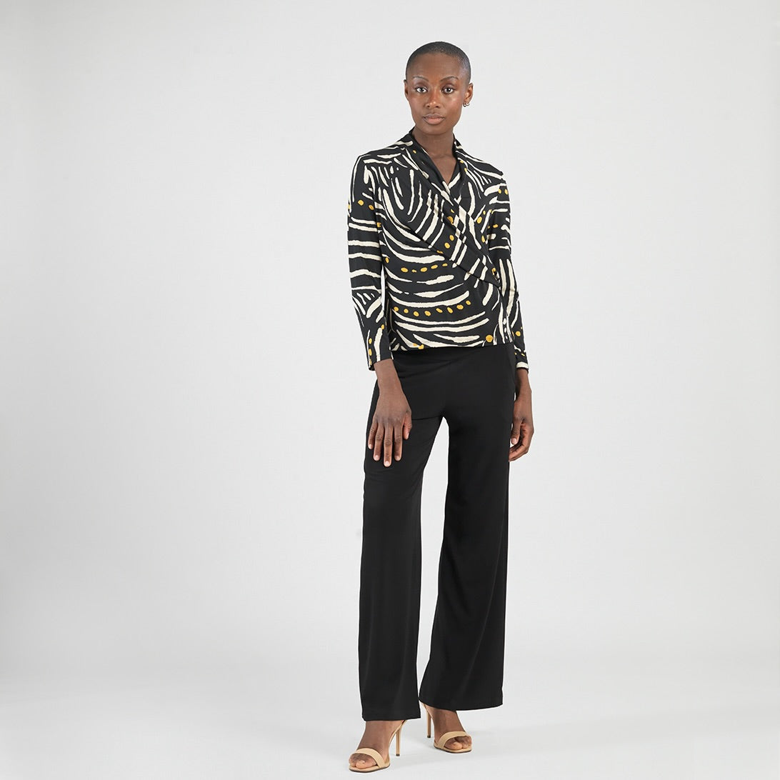 V-Neck Draped Pleat Top - Dots & Stripes - Final Sale | Clara Sunwoo Value
