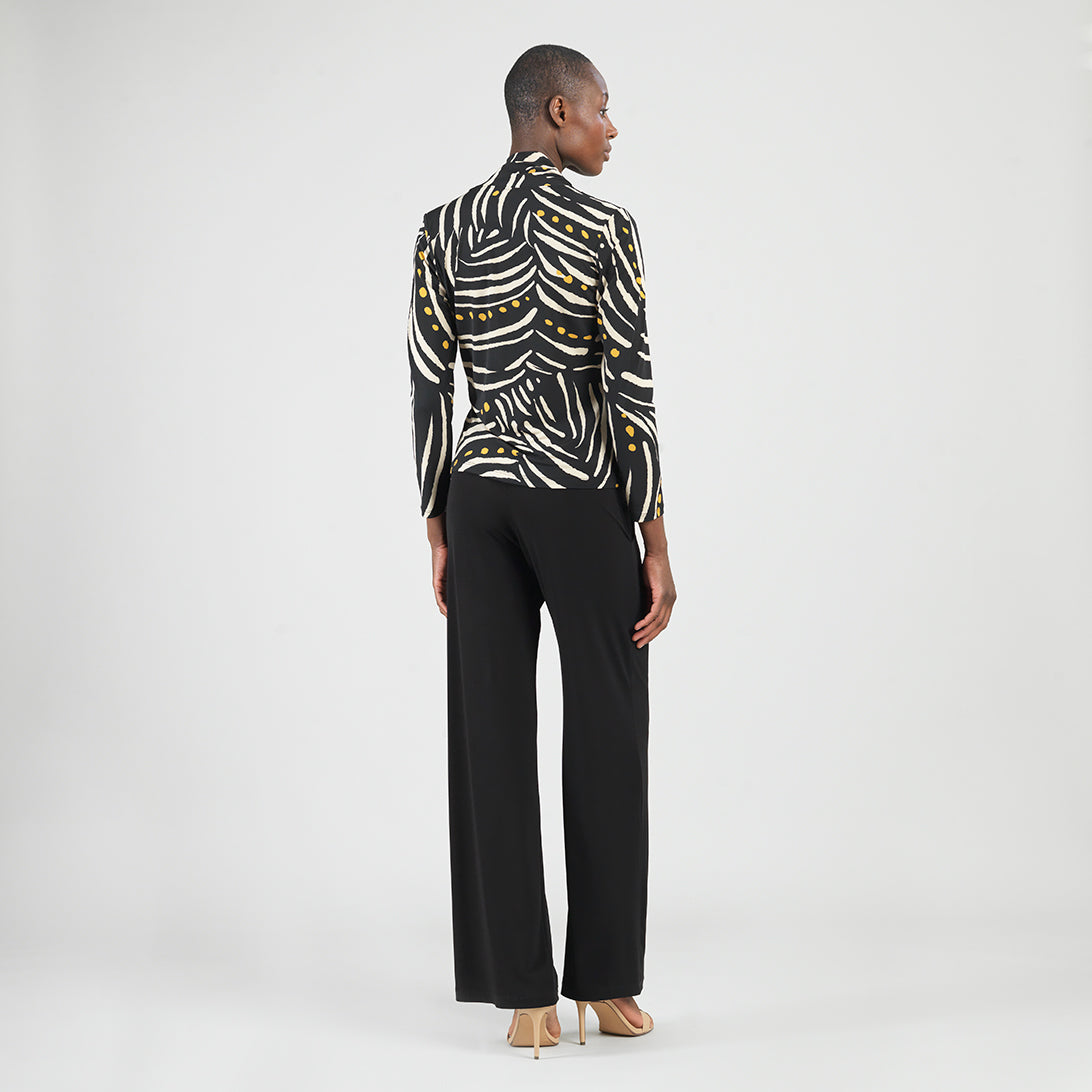 V-Neck Draped Pleat Top - Dots & Stripes - Final Sale | Clara Sunwoo Value