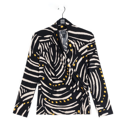 V-Neck Draped Pleat Top - Dots & Stripes - Final Sale | Clara Sunwoo Value