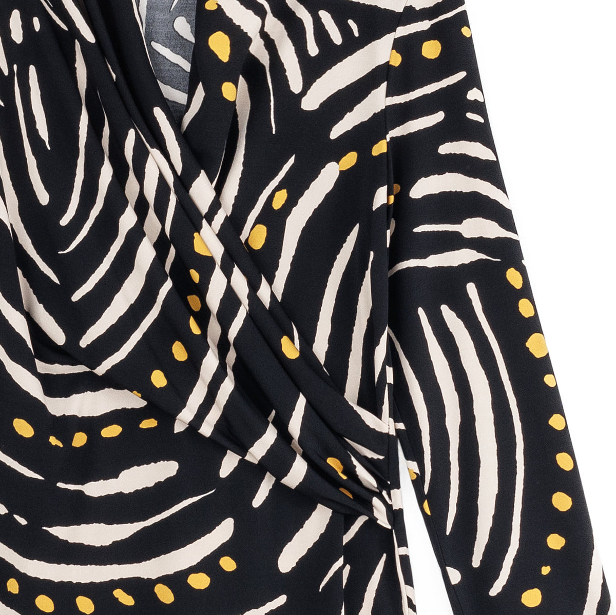 V-Neck Draped Pleat Top - Dots & Stripes - Final Sale | Clara Sunwoo Value