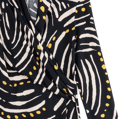 V-Neck Draped Pleat Top - Dots & Stripes - Final Sale | Clara Sunwoo Value