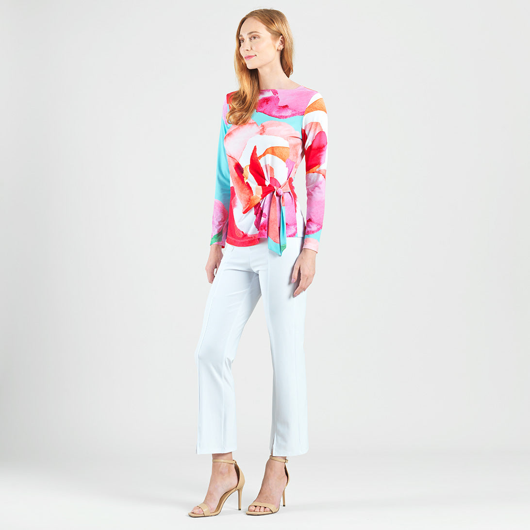 Side Tie Waist Top - Petal Watercolor - Final Sale | Clara Sunwoo Value