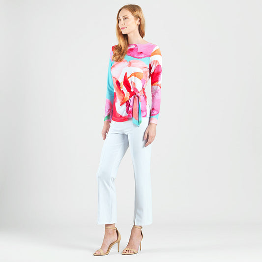 Side Tie Waist Top - Petal Watercolor - Final Sale | Clara Sunwoo Value