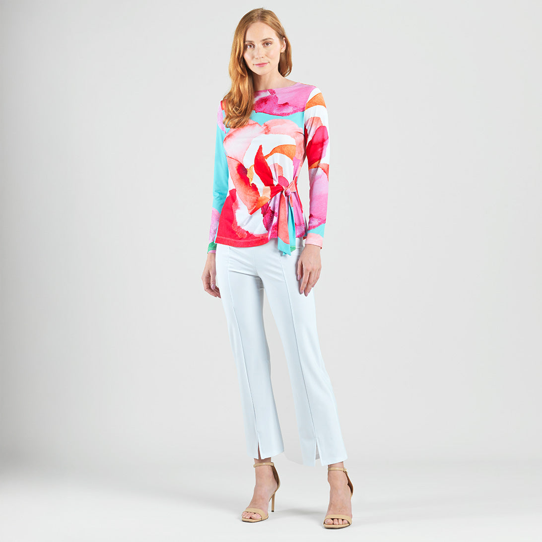Side Tie Waist Top - Petal Watercolor - Final Sale | Clara Sunwoo Value