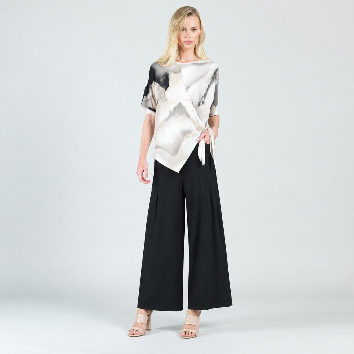 Side Tie Wrap Top - Ivory Watercolor - Final Sale | Clara Sunwoo Discount