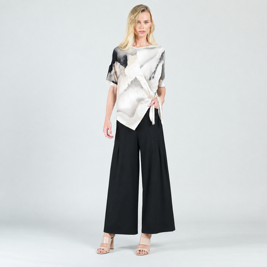 Side Tie Wrap Top - Ivory Watercolor - Final Sale | Clara Sunwoo Discount