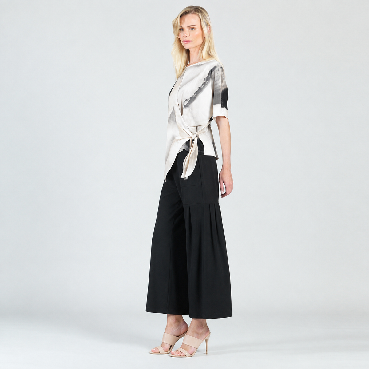 Side Tie Wrap Top - Ivory Watercolor - Final Sale | Clara Sunwoo Discount