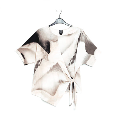 Side Tie Wrap Top - Ivory Watercolor - Final Sale | Clara Sunwoo Discount