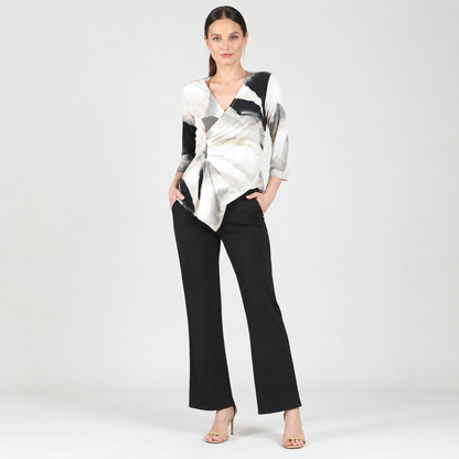 Side Gathered Drape Tunic - Ivory Watercolor - Final Sale | Clara Sunwoo New