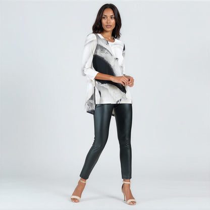 Parachute Hem Tunic - Ivory Watercolor - Final Sale | Clara Sunwoo Quality