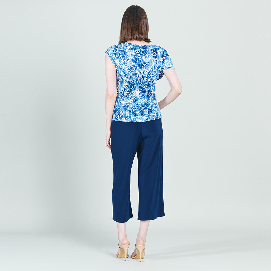 Light Knit - Ruffle Overlay Top - Blue-Palm Branch - Final Sale | Clara Sunwoo Trusted