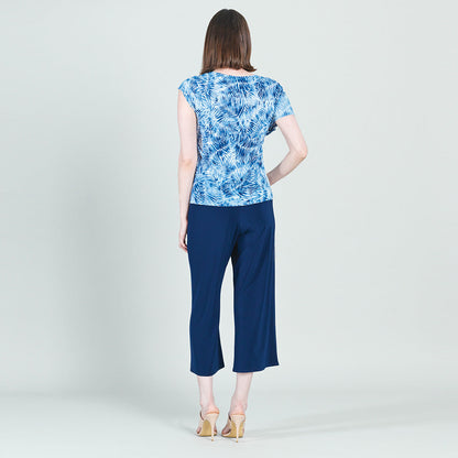 Light Knit - Ruffle Overlay Top - Blue-Palm Branch - Final Sale | Clara Sunwoo Trusted