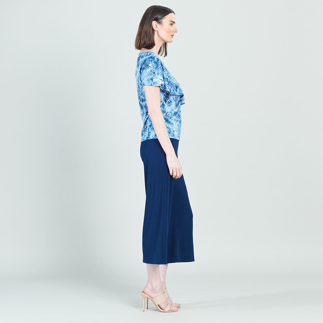 Light Knit - Ruffle Overlay Top - Blue-Palm Branch - Final Sale | Clara Sunwoo Trusted