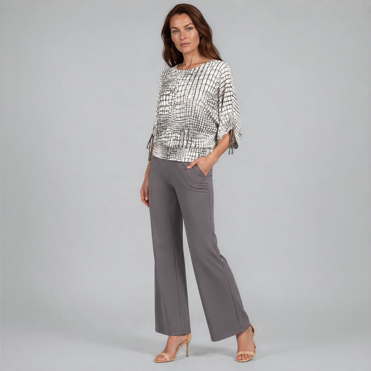 Shimmer Textile - Pull-Tie Cuff Blouson Top - Croc Scale - Final Sale | Clara Sunwoo Deals
