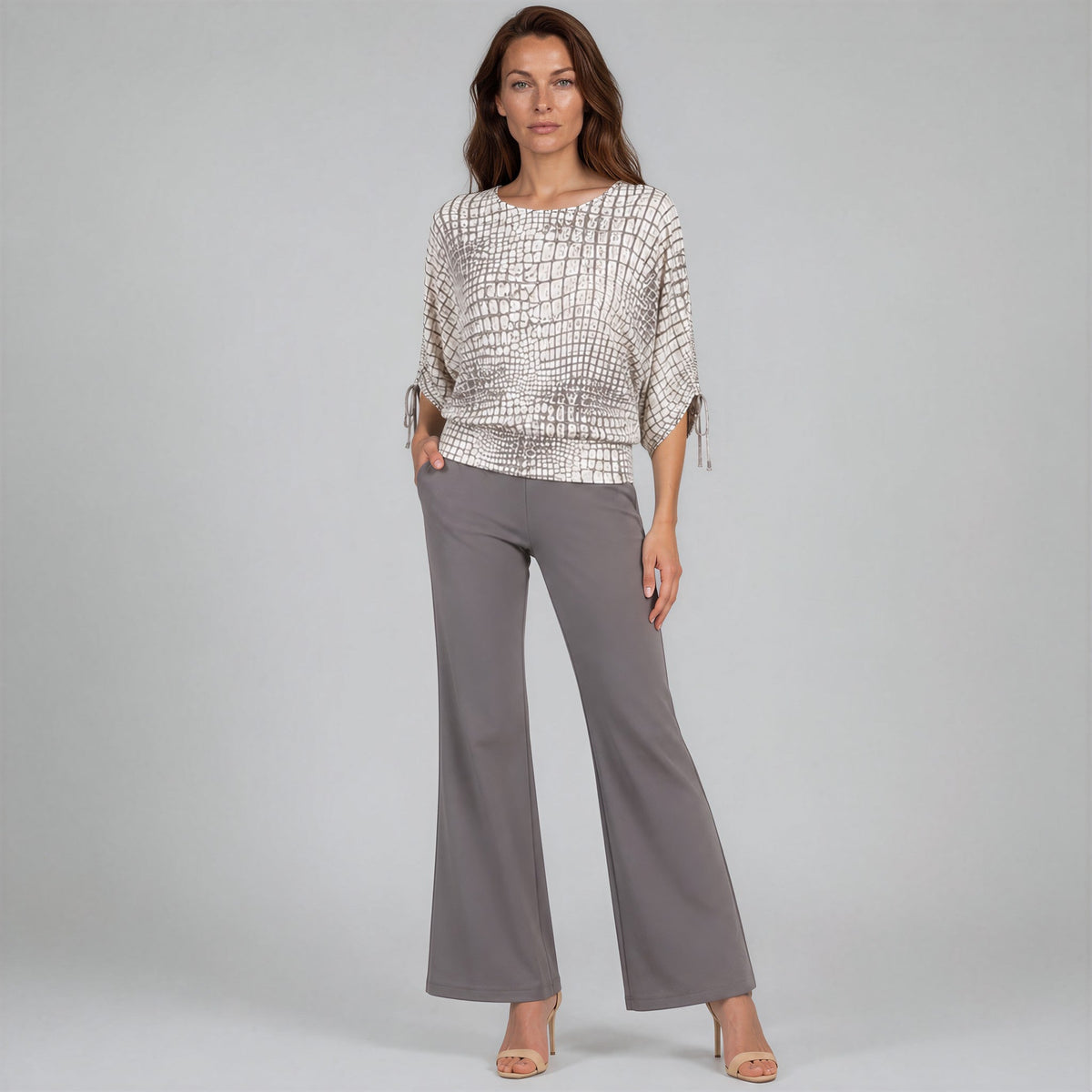 Shimmer Textile - Pull-Tie Cuff Blouson Top - Croc Scale - Final Sale | Clara Sunwoo Deals