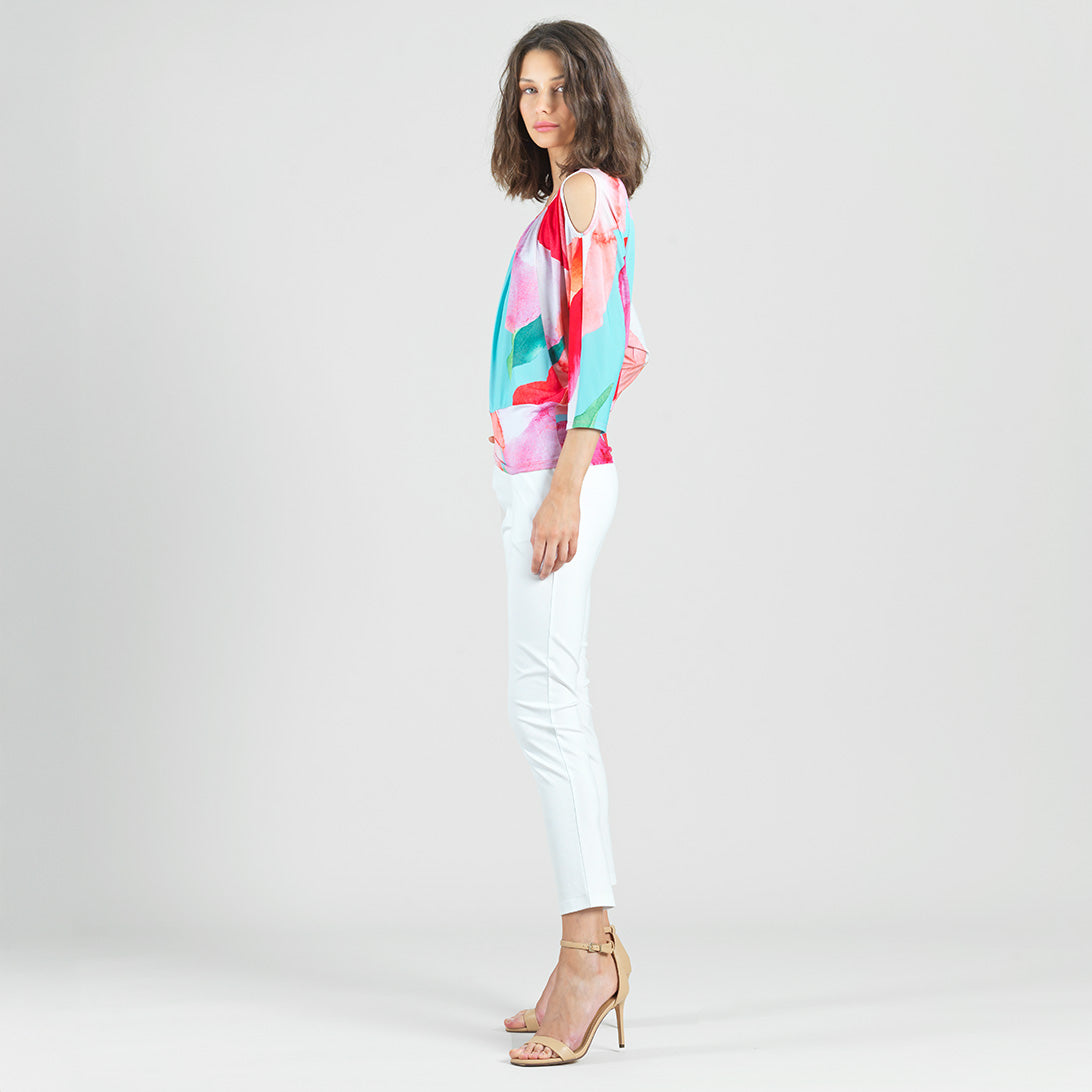 Open Shoulder Blouson Waist Top - Petal Watercolor - Final Sale! | Clara Sunwoo Trusted