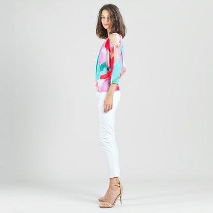 Open Shoulder Blouson Waist Top - Petal Watercolor - Final Sale! | Clara Sunwoo Trusted