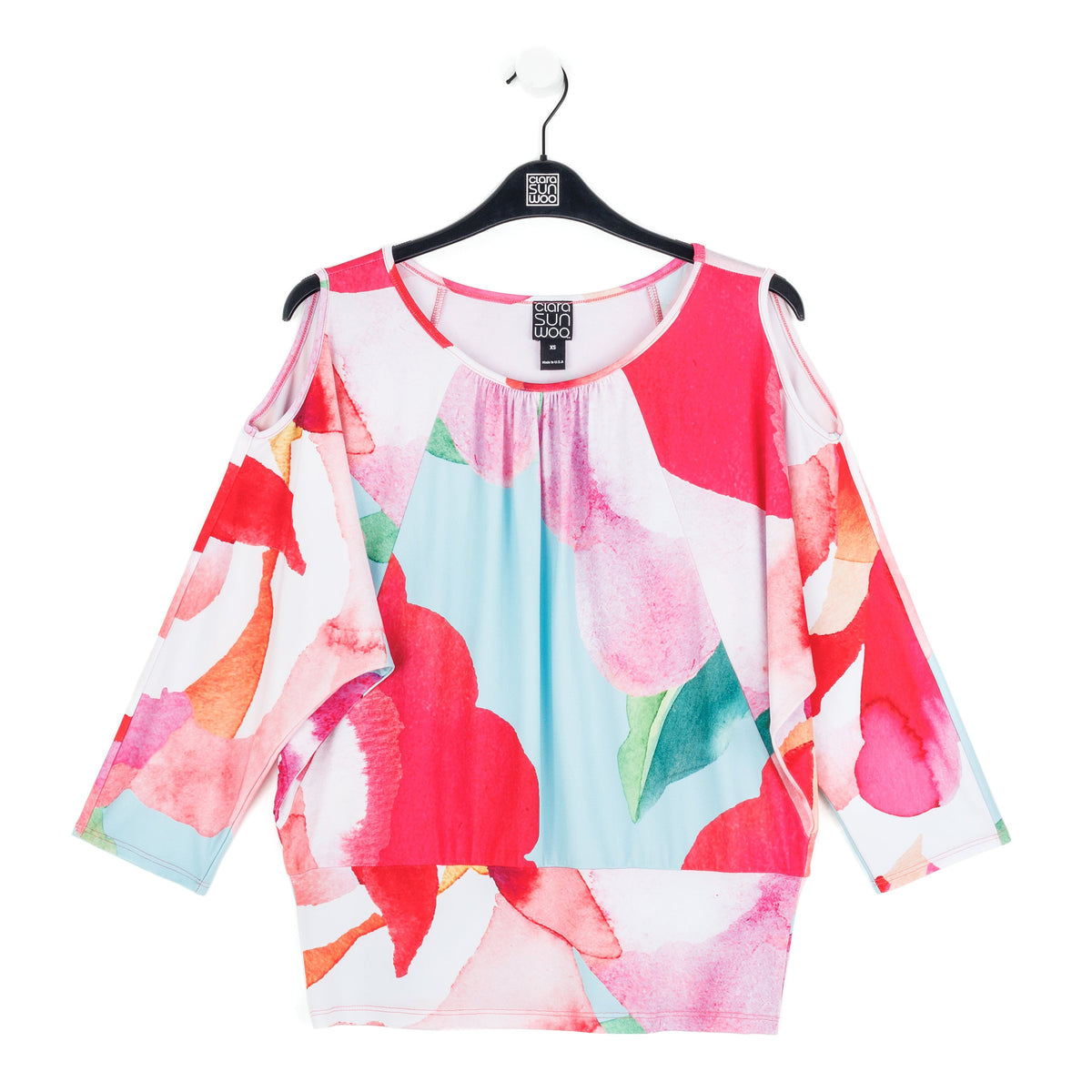 Open Shoulder Blouson Waist Top - Petal Watercolor - Final Sale! | Clara Sunwoo Trusted