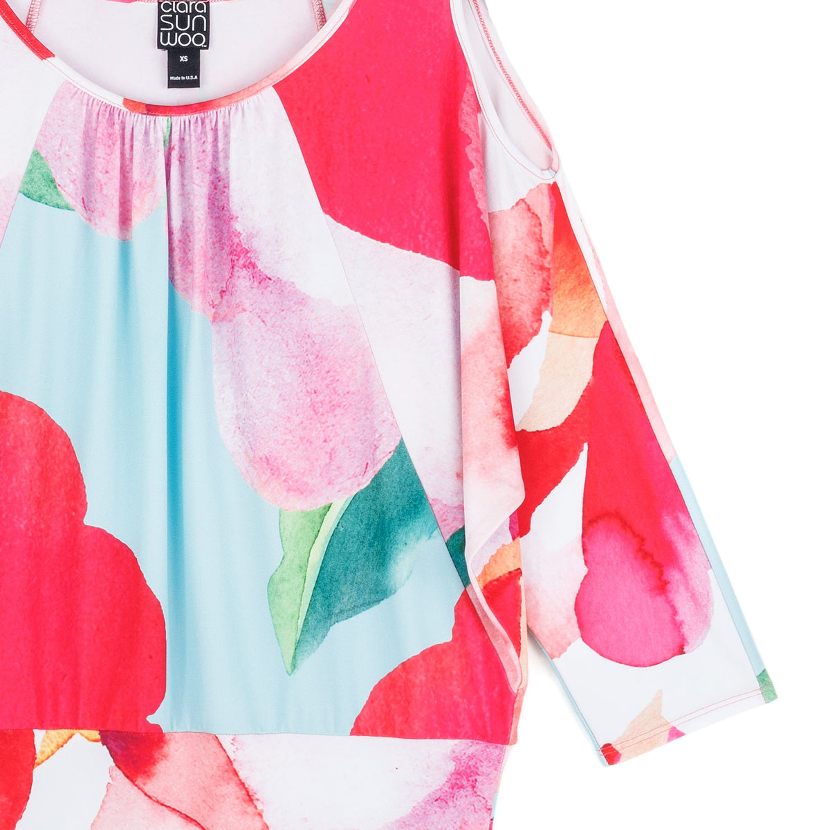 Open Shoulder Blouson Waist Top - Petal Watercolor - Final Sale! | Clara Sunwoo Trusted