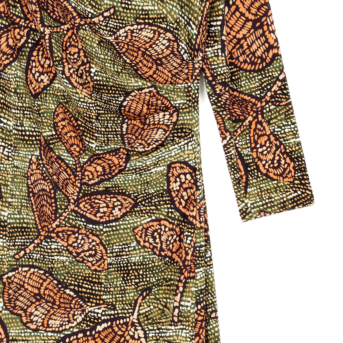 Side Slit 3/4 Sleeve Midi Dress - Mosaic Leaves - Final Sale | Clara Sunwoo Trending