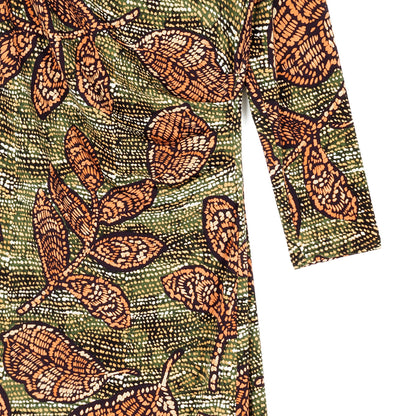Side Slit 3/4 Sleeve Midi Dress - Mosaic Leaves - Final Sale | Clara Sunwoo Trending