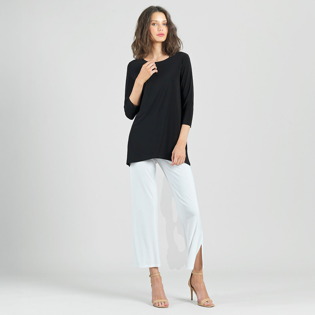 Side Vent Kerchief Hem Tunic - Black - Final Sale | Clara Sunwoo Customer Favorite