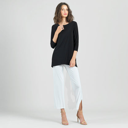 Side Vent Kerchief Hem Tunic - Black - Final Sale | Clara Sunwoo Customer Favorite