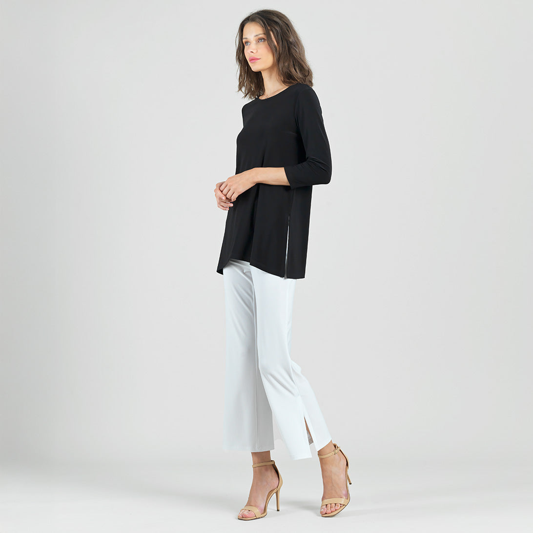 Side Vent Kerchief Hem Tunic - Black - Final Sale | Clara Sunwoo Customer Favorite