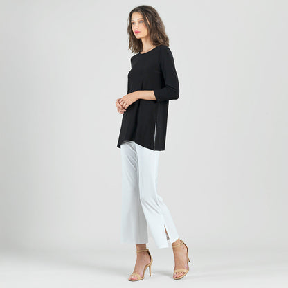 Side Vent Kerchief Hem Tunic - Black - Final Sale | Clara Sunwoo Customer Favorite