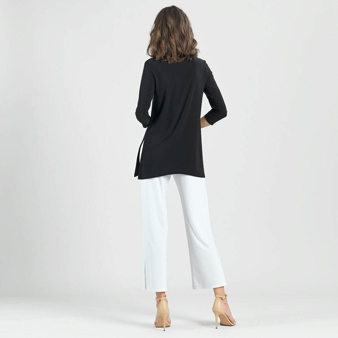 Side Vent Kerchief Hem Tunic - Black - Final Sale | Clara Sunwoo Customer Favorite