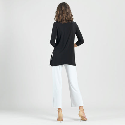 Side Vent Kerchief Hem Tunic - Black - Final Sale | Clara Sunwoo Customer Favorite