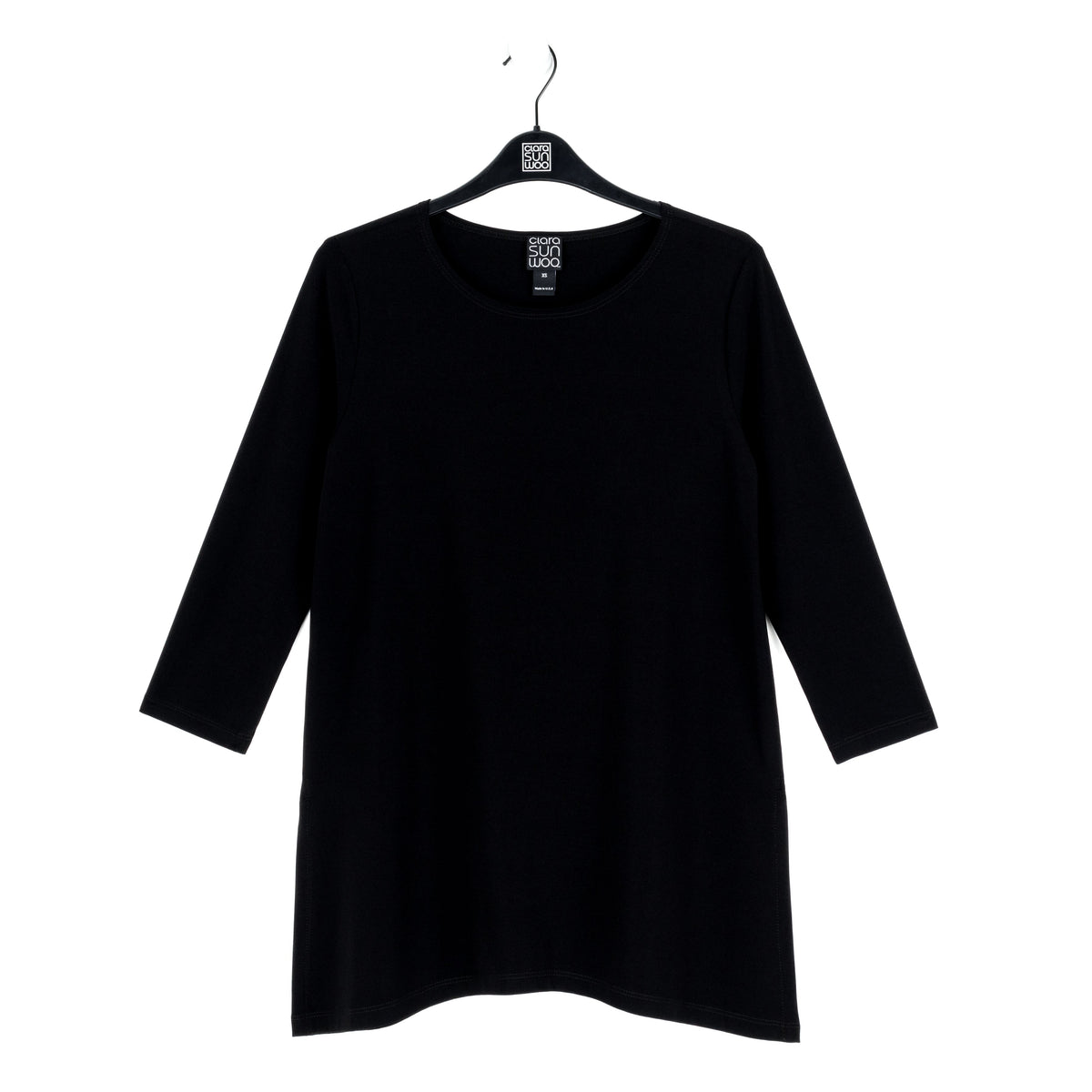 Side Vent Kerchief Hem Tunic - Black - Final Sale | Clara Sunwoo Customer Favorite