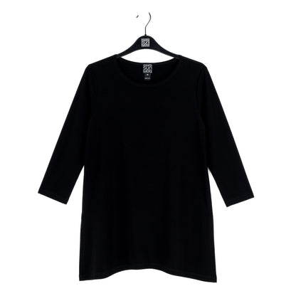 Side Vent Kerchief Hem Tunic - Black - Final Sale | Clara Sunwoo Customer Favorite