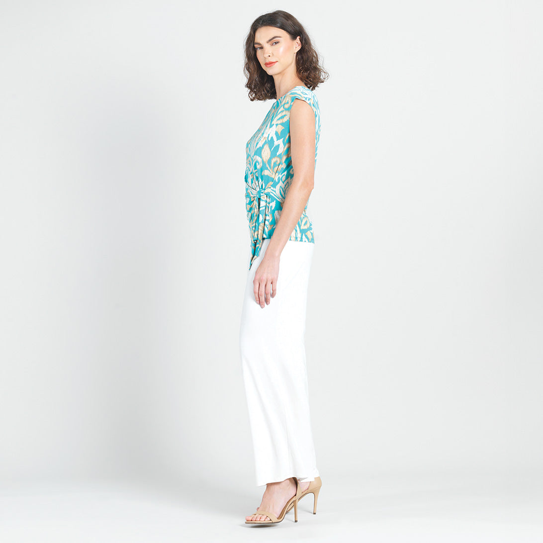 Butter Knit - Cap Sleeve Side Tie Top - Paisley Lotus-Turquoise - Final Sale | Clara Sunwoo Special Offer